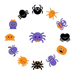 Naklejka premium Whimsical Spider Family