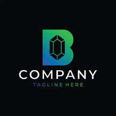 Fototapeta premium simple diamond logo inside the letter B