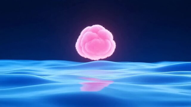 Glowing pink cloud over the ocean