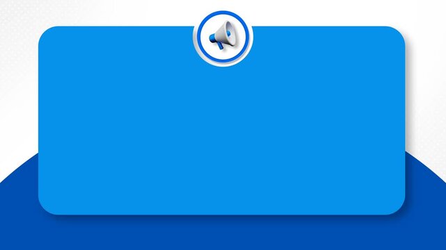 Blue Announcement Board Template with Megaphone Icon for Important Notice and Messages.
