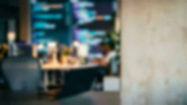 Blurred modern AI development workspace background for software