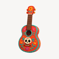 Naklejka premium Colorful guitar with floral design.