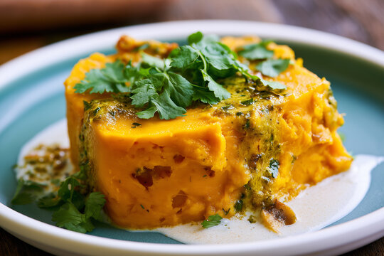 Sweet potato pastet with coconut milk and curry