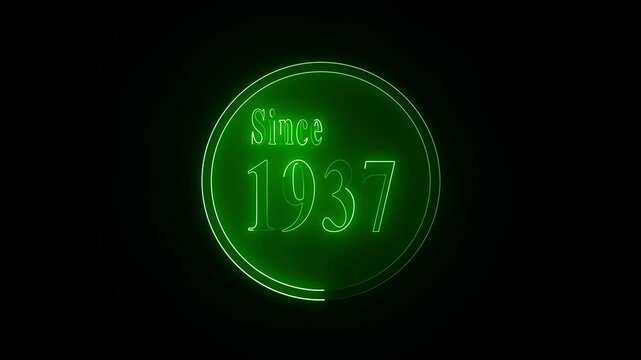 since 1937, neon text, neon circle, glowing ring, neon animation, anniversary, milestone, established, founded, vintage, heritage, history, brand history, glowing typography, neon glow, blue neon, cya
