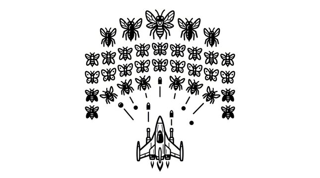 Butterflies and jet fighter silhouette.