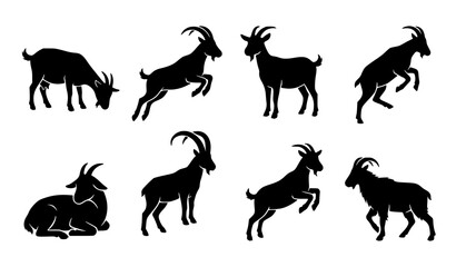 Obraz premium Elegant Goat Silhouette Vector Collection with Multiple Poses