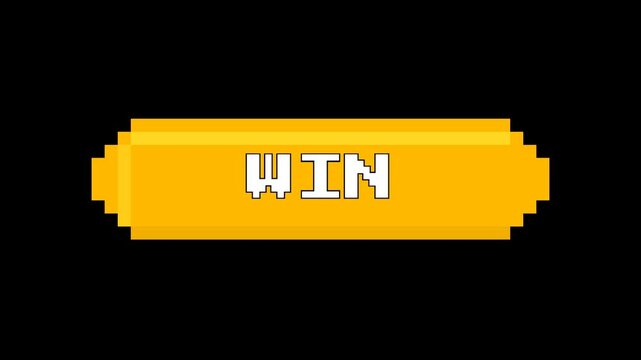 Retro Pixel Art Win Button Graphic Animation.