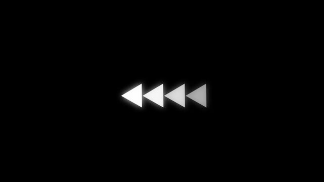 Fast forward white symbols icon symbol animation on black background. Fast forward sign moving forward. arrow animation on black background. 4k animation.