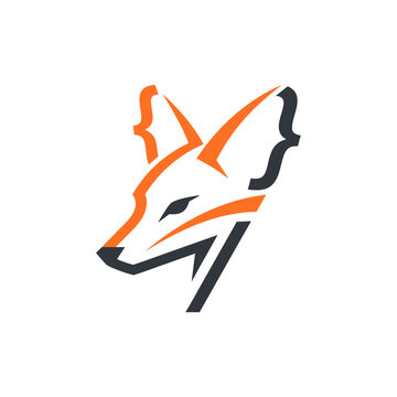Minimalist fox head with code brackets vector icon Scalable Vector Template