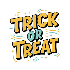 Fototapeta premium Halloween trick or treat sign with candy and stars