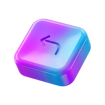 Gradient 3d undo button icon isolated on transparent background, illustration