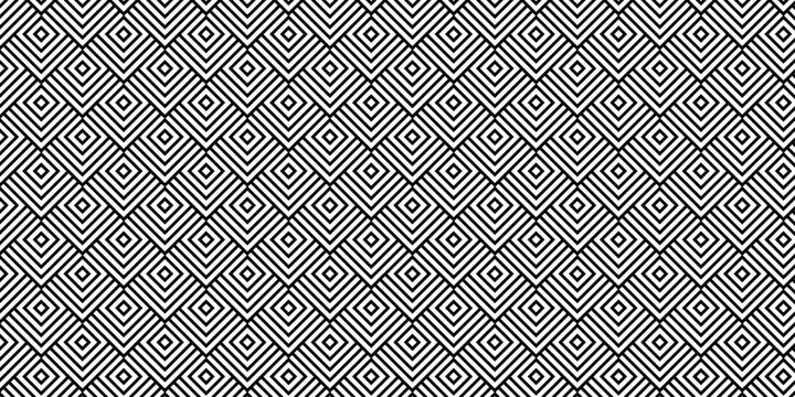 seamless pattern with square black overlap swirl fabric vector overlapping ornament textile background.