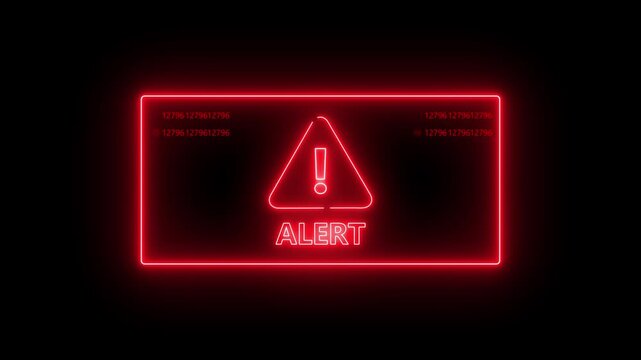 A red warning icon flashes brightly to indicate a digital error. This warning icon represents critical software system breakdowns. Use this warning icon loop for data security videos.