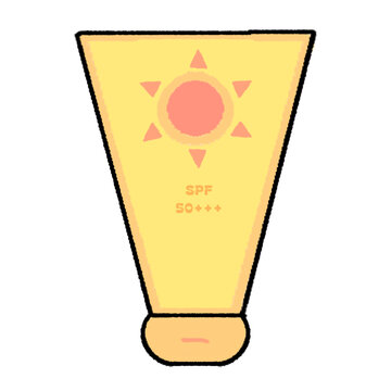 cartton illustration of sunscreen on white background