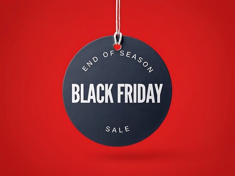 Black Friday end of season sale tag with text on a circular shape designed for promotional usage in seasonal sales events and marketing campaigns