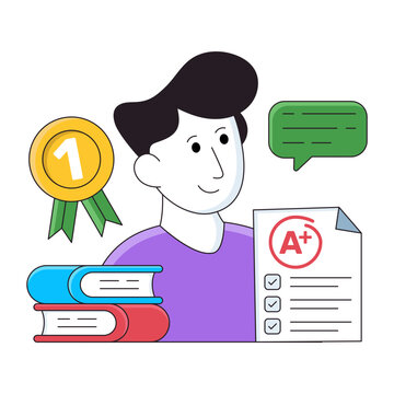 Editable design illustration of exam result 

