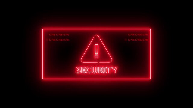 A red warning icon flashes brightly to indicate a digital error. This warning icon represents critical software system breakdowns. Use this warning icon loop for data security videos.