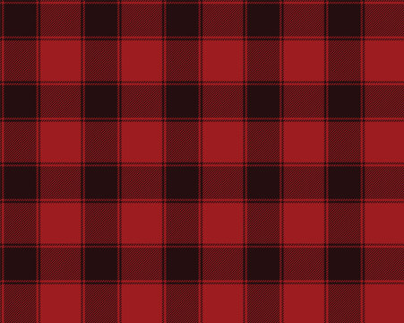 Bold seamless plaid pattern background. Gothic black and red heritage tartan plaid vector pattern for punk fashion design