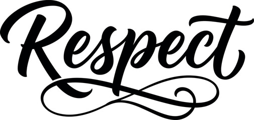 Elegant black ink typography design featuring the word respect written in a beautiful flowing cursive script on white background © MohammadNazrul