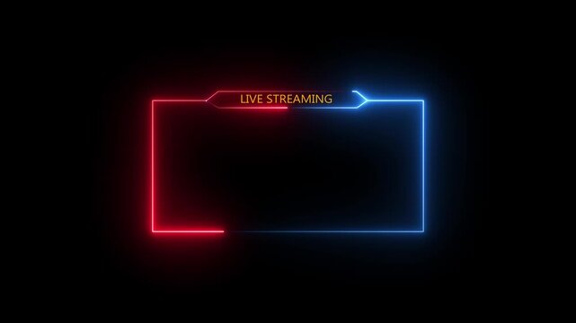 live streaming neon text frame animation box frame neon green frame live streaming game live Stream overlay animation for live streaming video Titles 4k.live streaming neon text frame animation box