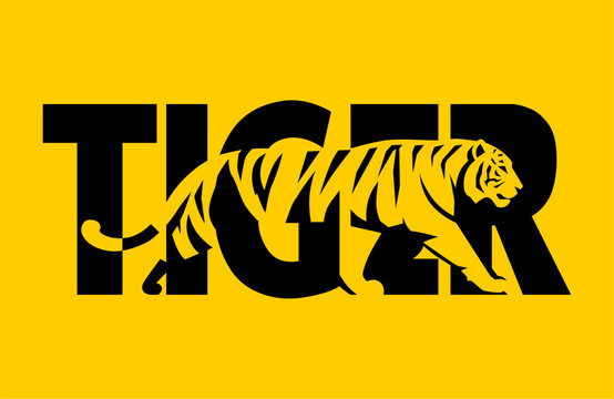 Tiger Silhouette Integrated Typography Logo