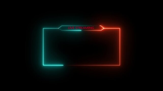 live streaming neon text frame animation box frame neon green frame live streaming game live Stream overlay animation for live streaming video Titles 4k.live streaming neon text frame animation box
