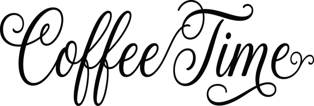 Coffee Time Elegant Script Calligraphy Typography Lettering Design