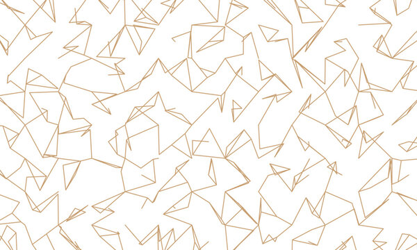Abstract geometric gold line pattern. White minimalist background. Modern artistic theme. Linear scribble art style. Vector illustration