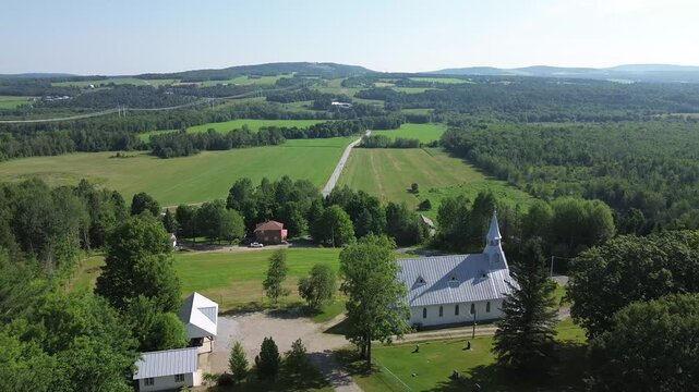 Aerial view on an old protestant chuch