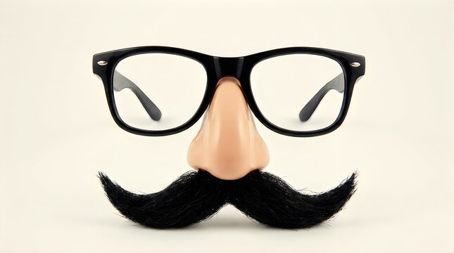 Funny disguise glasses with fake nose and black mustache illustration