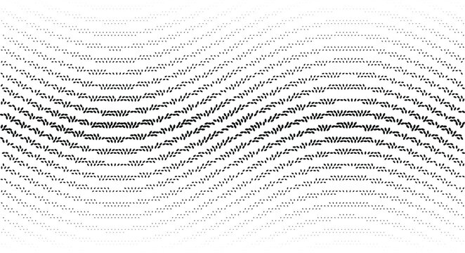 Wavy horizontal lines composed of small black dash patterns with a gradient effect on a white background, for abstract textures