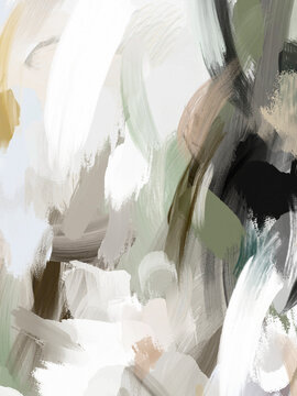 Expressive modern abstract painting with dynamic gestural brushstrokes and painterly texture