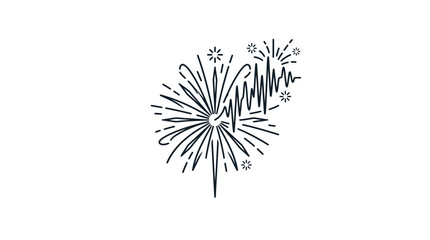 Fototapeta premium Creative firework explosion merged with sound wave and heartbeat line vector illustration