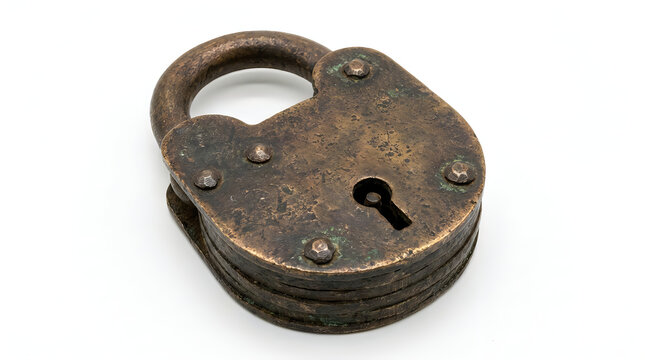 Old rusty metal padlock for security and protection illustration