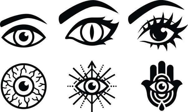 Collection Of Eye Shapes And Symbols Black Silhouette Vector Illustration