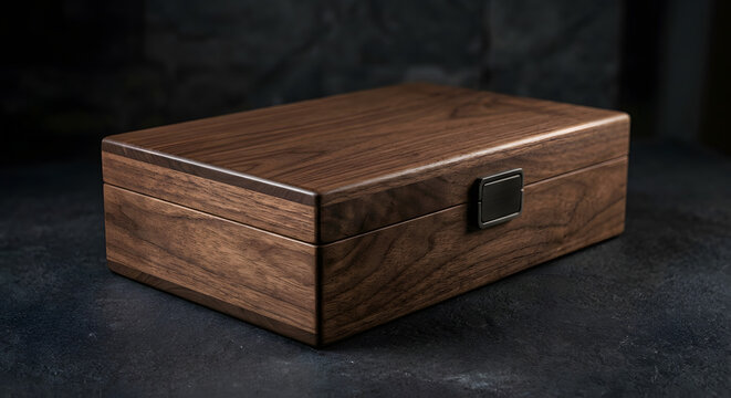 Sophisticated Luxury Wooden Box with Dark Walnut Grain Texture Finish