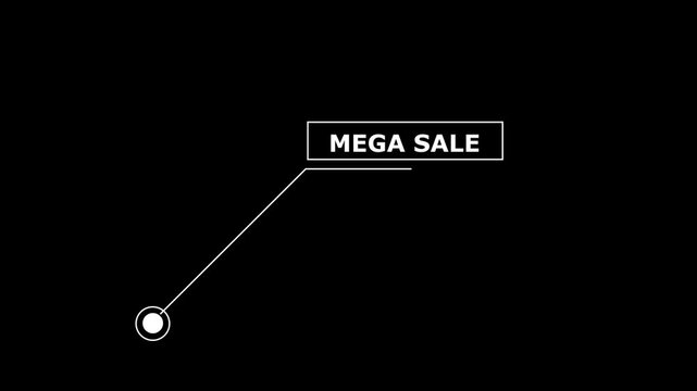 Hud rectangle MEGA SALEtext box animation, scoreboard, modern .Digital download progress or status bar of the digital interface head-up display.4k animation..