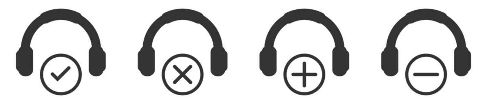 Simple headset vector icon with microphone isolated on white background customer service symbol