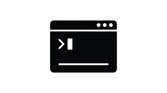 Simple black browser window icon with white symbols