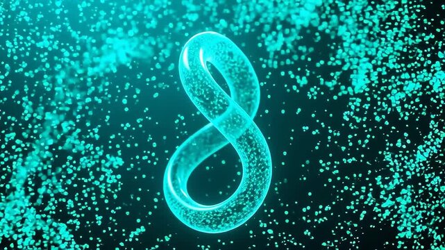 Glowing digital eight in blue