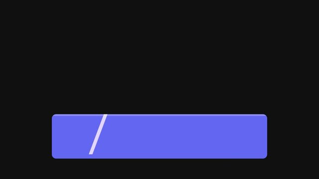 Minimalist Purple Progress Bar UI Animation with Smooth Filling Motion blue and Clear Indicator, Representing Loading, Isolated Element on Black Background