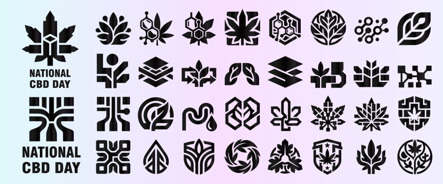 Geometric Cannabis and Hemp Logo Collection for National CBD Day