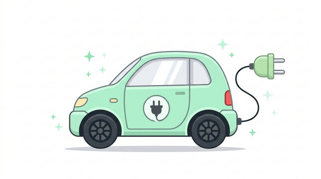 Illustration of a small electric vehicle representing sustainable and green tech for eco friendly urban transportation solutions