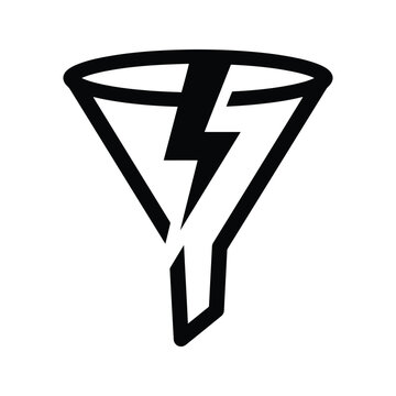 Black funnel with lightning bolt logo