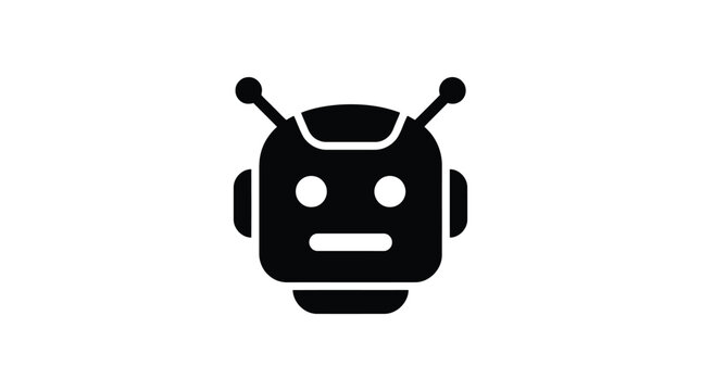 Black robot face icon with antennae