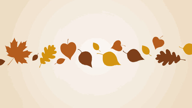 Autumn leaves vector illustration with varying shapes and warm autumnal colors on a beige background fall foliage leaf