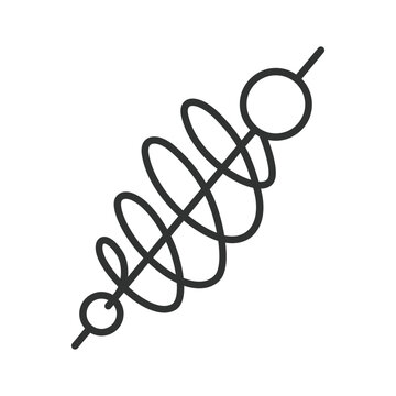 Spring fishing bait feeder, icon in line design. spring fishing feeder, bait feeder, fishing spring, method feeder, groundbait holder, fishing tackle on white background vector. Editable stroke icon.