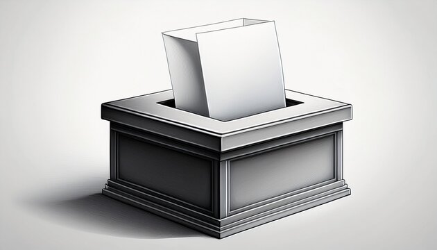 ballot box casting vote election a blank white background