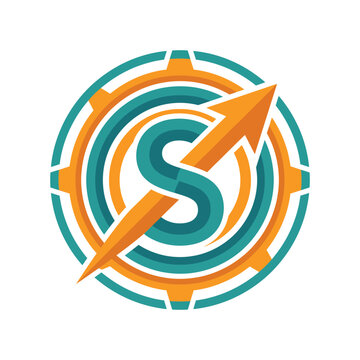 The image illustrates a dynamic and modern logo featuring an 'S' letter interwoven with an arrow, representing growth, movement, and progress in an innovative design.