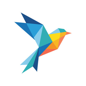 A vibrant abstract illustration of a bird in flight, showcasing a blend of colors and geometric shapes that symbolize freedom and creativity in a modern art style.